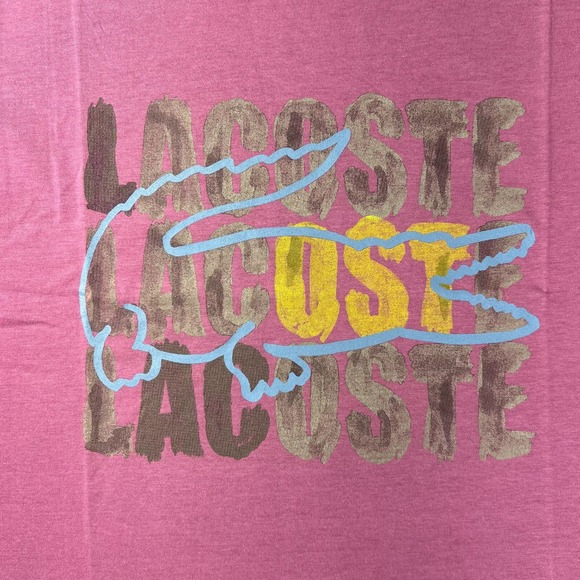 Lacoste Logo T-Shirt 100% Cotton Short Sleeve Burgundy Men's US Size XL VTG NWT - Picture 3 of 9